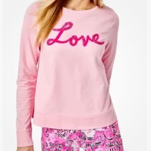 NWT Lilly Pulitzer Pink Blossom LOVE RAMI SWEATSHIRT 100% Cotton Pullover